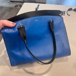 LANEL Blue and Black Leather Handbag